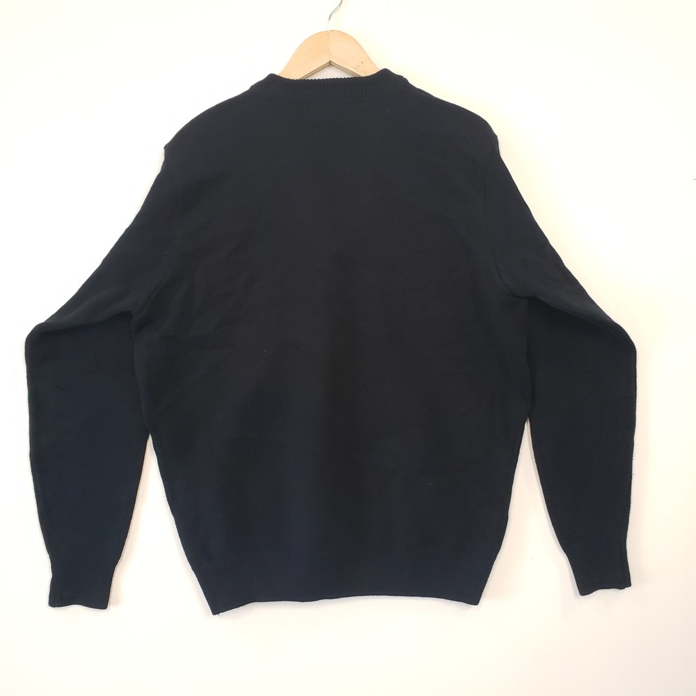 Vintage 90s Mens XL Navy Blue V Neck Sweater Made in USA Grandpacore Preppy - Picture 2 of 6